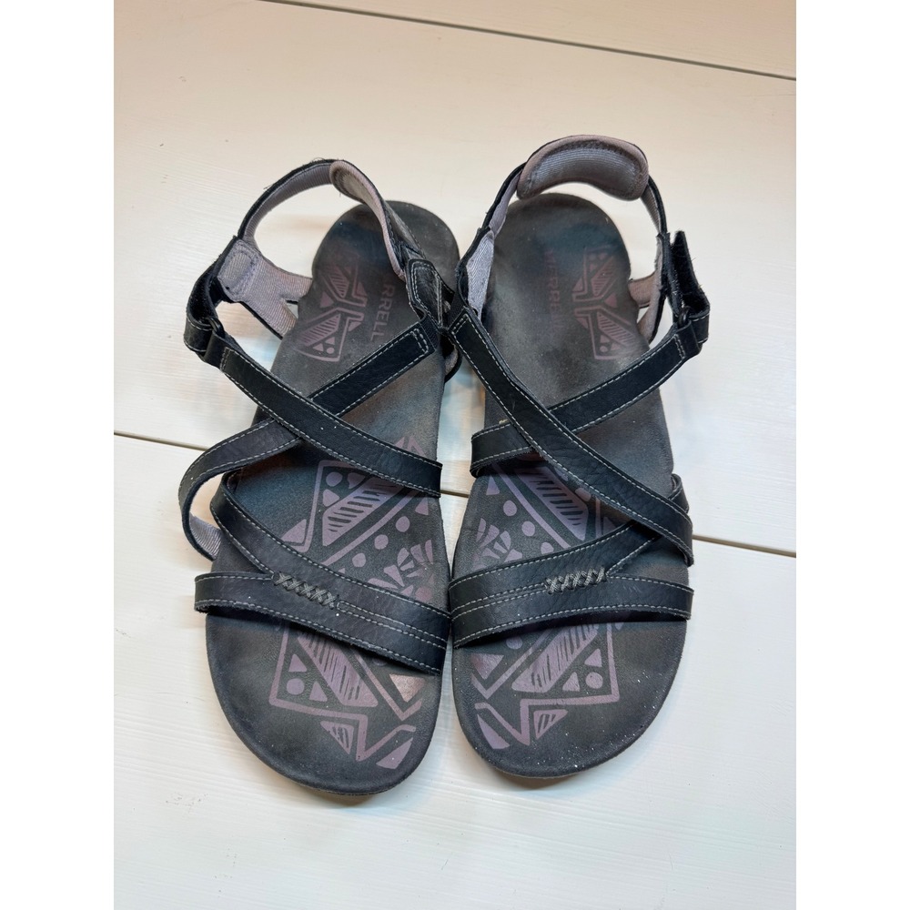 Merrell Keepsake Black Lilac Strappy Leather Athletic Sandals Womens 9 J289635C